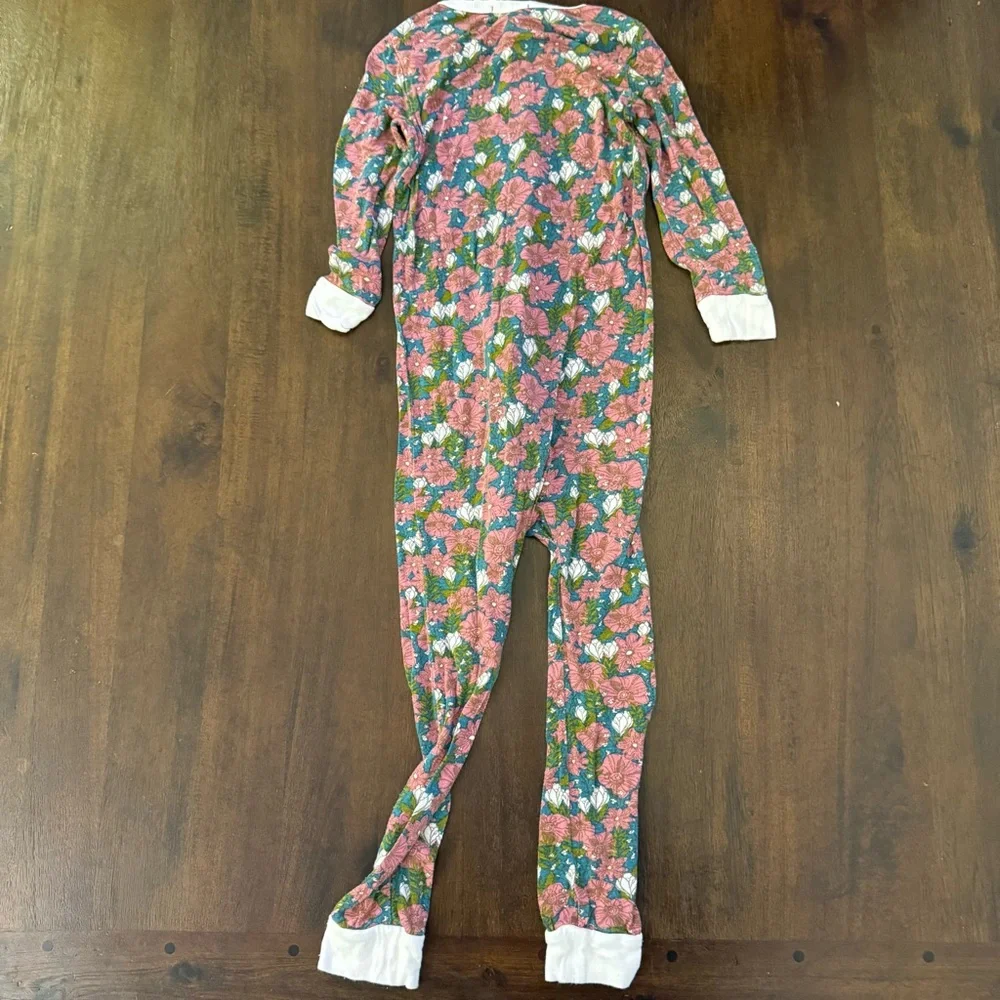Milkbarn‎ Floral Kids Footless One Piece Pink Green Pajama Floral 3-4 years